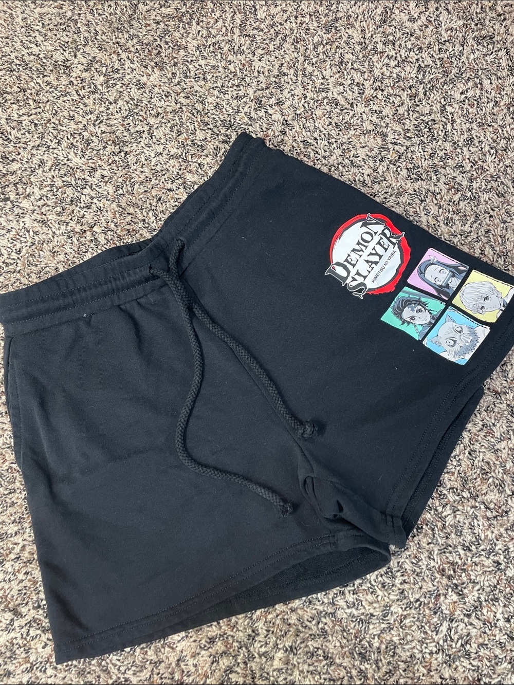 Demon Slayer Anime Black Pull On Elastic Waist Lounge Shorts Woman’s M NWOT